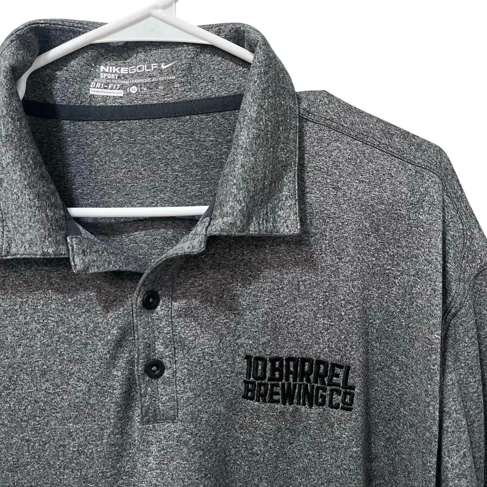 Nike Golf Dri-Fit Polo 10 Barrel Brewing Co Heather Gray XL